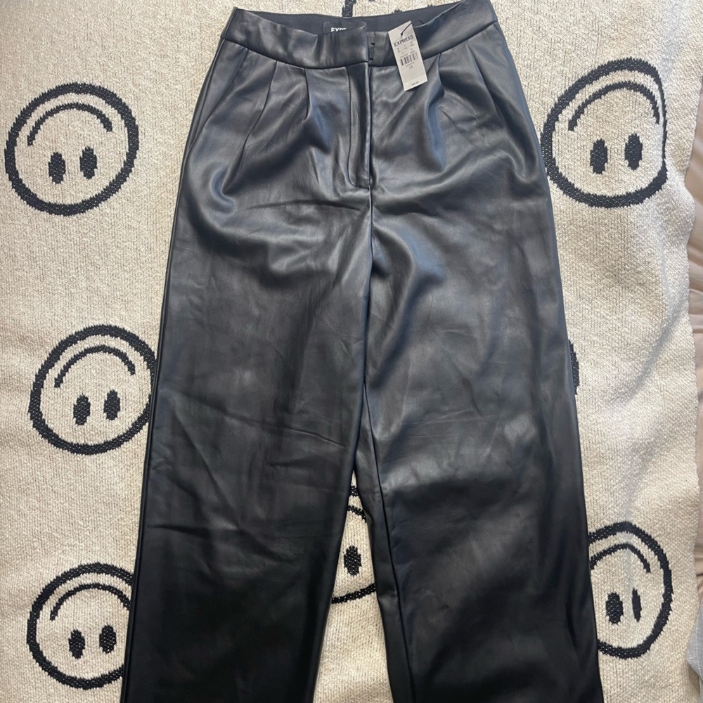 Express Black Faux Leather Trousers